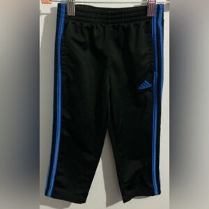 Adidas Kids Black Joggers with Blue Stripes
